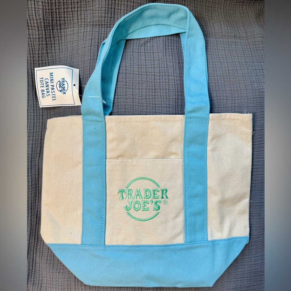 BNWT Trader Joe's Pastel Mini Tote - Blue